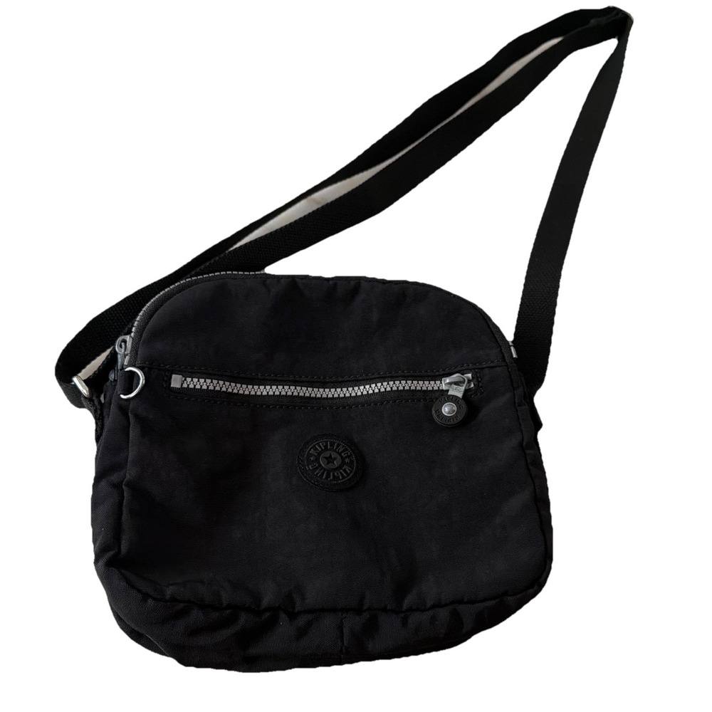 Kipling Black Nylon Shoulder Crossbody Zipper Pockets Travel‎ Vacation Everyday - Picture 8 of 10